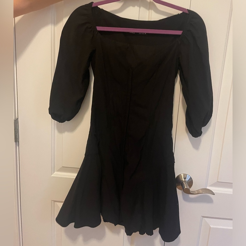 Zara Black Mid Length Sleeve Mini Summer Dress